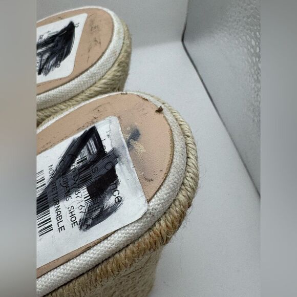 Stuart Weitzman mykonos canvas wedge Espadrilles white closed toes sandals Sz 10 - Picture 6 of 11